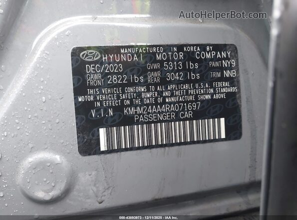 KMHM24AA4RA071697 2024 HYUNDAI IONIQ 6 Gray Շարժիչի բաժամունքի տեսք