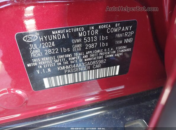 KMHM34AA3SA085982 2025 HYUNDAI IONIQ 6 Красный Вид подкапотного пространства