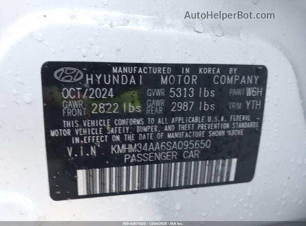 KMHM34AA6SA095650 2025 HYUNDAI IONIQ 6 White Widok komory silnika