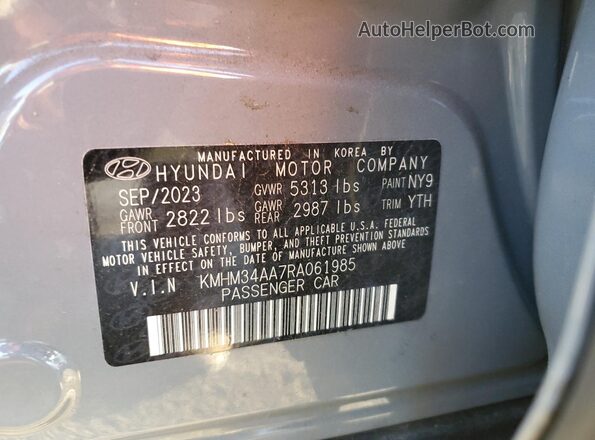 KMHM34AA7RA061985 2024 HYUNDAI IONIQ Gray ძრავის განყოფილების ხედი
