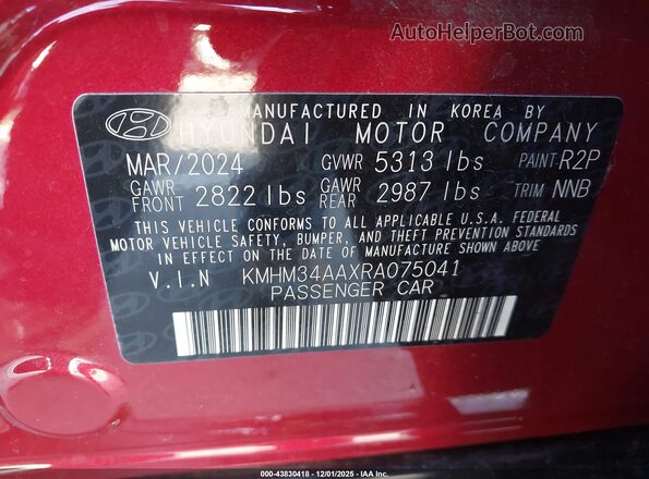 KMHM34AAXRA075041 2024 HYUNDAI IONIQ 6 Red 