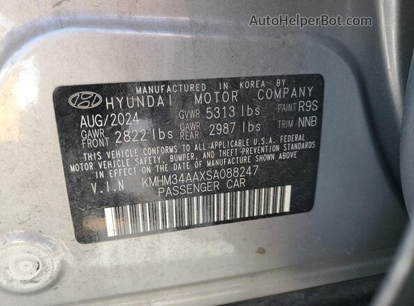 KMHM34AAXSA088247 2025 HYUNDAI IONIQ Gray VIN կոդի պիտակի տեսք