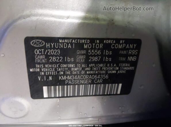KMHM34AC0RA064356 2024 HYUNDAI IONIQ 6 Silver Շարժիչի բաժամունքի տեսք