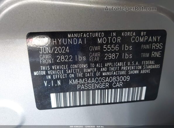 KMHM34AC0SA083009 2025 HYUNDAI IONIQ 6 Silver Widok komory silnika