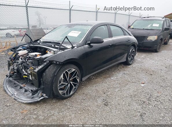 KMHM34AC2RA078713 2024 HYUNDAI IONIQ 6 Black წინა მარცხენა ხედი სამი მეოთხედიდან