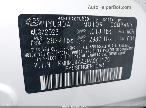 KMHM54AA2RA061175 2024 HYUNDAI IONIQ 6 White Widok komory silnika