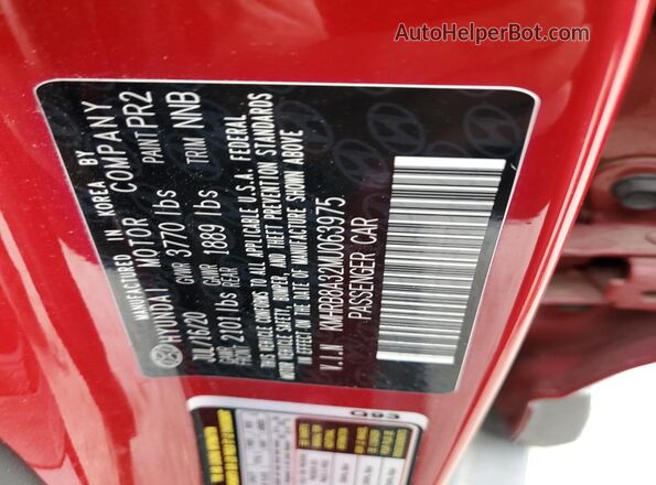 KMHRB8A32MU063975 2021 HYUNDAI VENUE Красный Вид наклейки с VIN-кодом