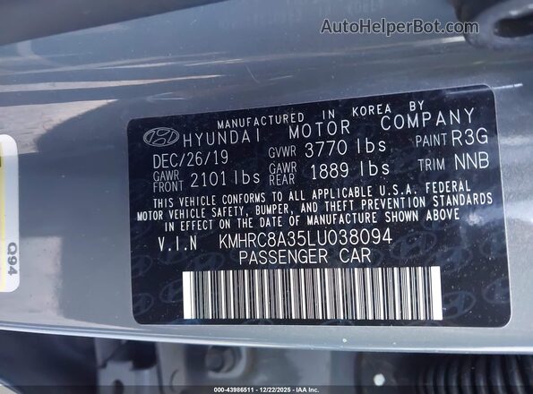 KMHRC8A35LU038094 2020 HYUNDAI VENUE Gray Engine compartment view