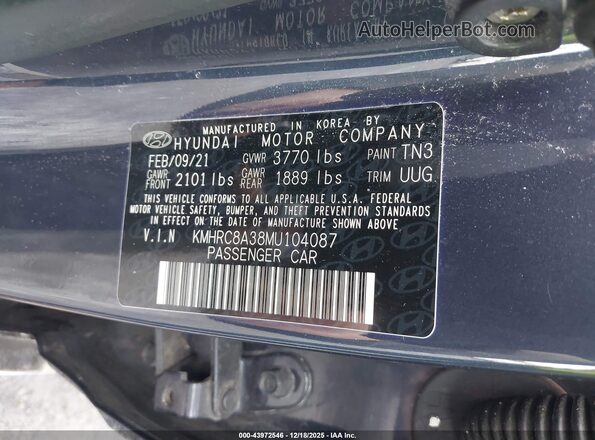 KMHRC8A38MU104087 2021 HYUNDAI VENUE Blue 