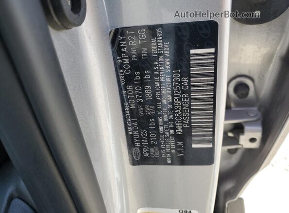 KMHRC8A38PU257301 2023 HYUNDAI VENUE Silver VIN sticker view