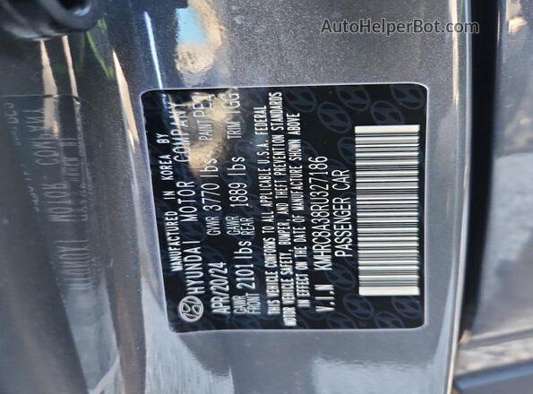 KMHRC8A38RU327186 2024 HYUNDAI VENUE Gray VIN კოდის სტიკერის ხედი