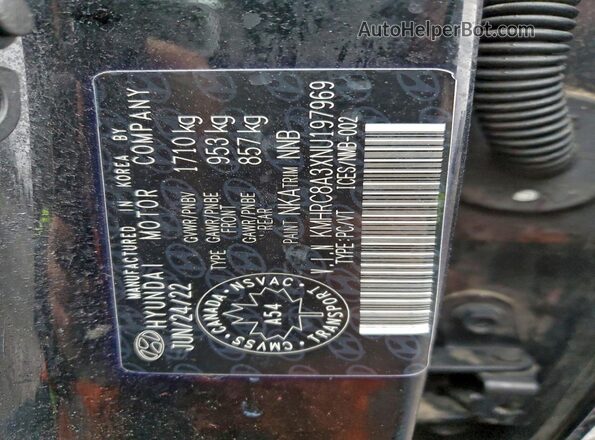 KMHRC8A3XNU197969 2022 HYUNDAI VENUE Black VIN կոդի պիտակի տեսք
