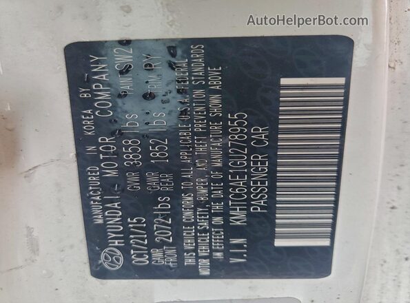 KMHTC6AE1GU278955 2016 HYUNDAI VELOSTER White Engine compartment view