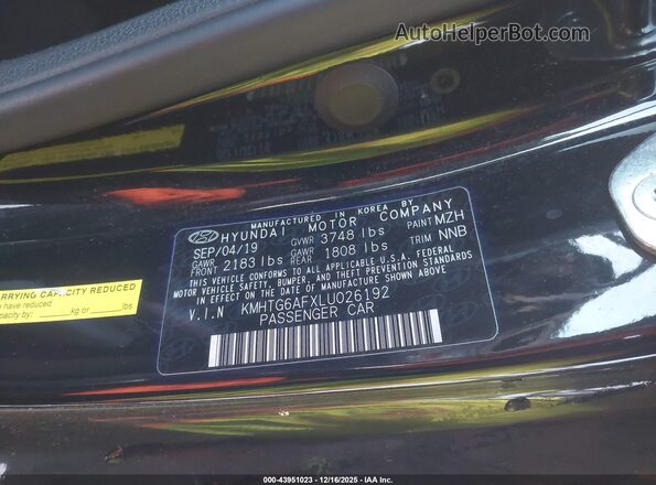 KMHTG6AFXLU026192 2020 HYUNDAI VELOSTER Black 