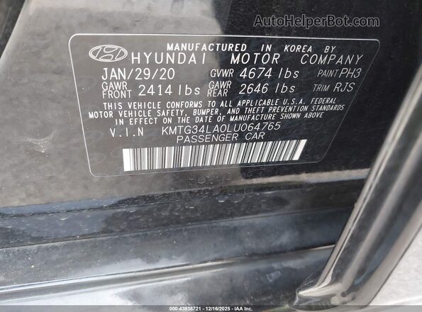 KMTG34LA0LU064765 2020 GENESIS G70 Black 