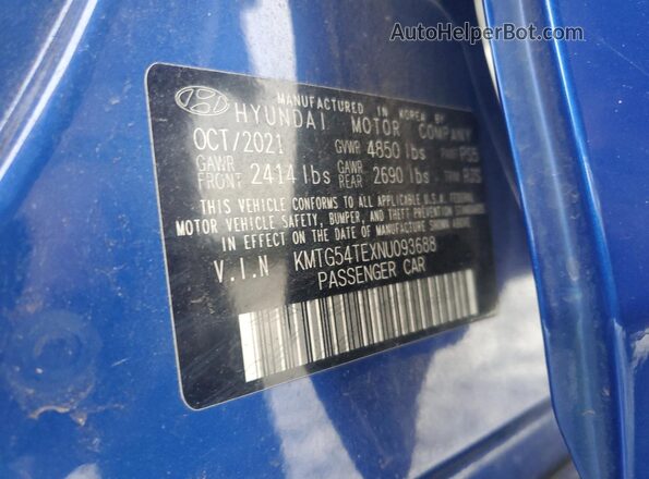 KMTG54TEXNU093688 2022 GENESIS G70 Blue ძრავის განყოფილების ხედი