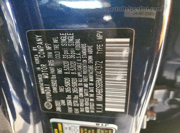 KMUHBDSB8MU047372 2021 GENESIS GV80 Blue Widok komory silnika