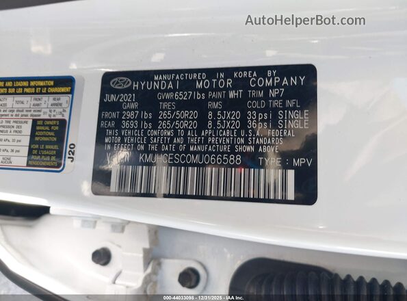 KMUHCESC0MU066588 2021 GENESIS GV80 White Engine compartment view
