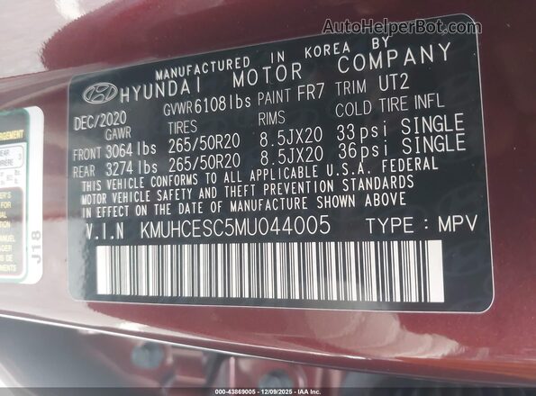 KMUHCESC5MU044005 2021 GENESIS GV80 Maroon Engine compartment view