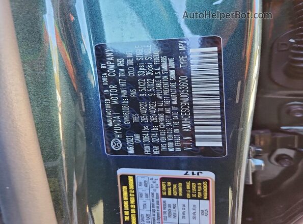 KMUHCESC9MU053600 2021 GENESIS GV80 Green VIN კოდის სტიკერის ხედი