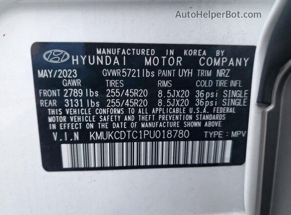 KMUKCDTC1PU018780 2023 GENESIS GV60 White VIN sticker view