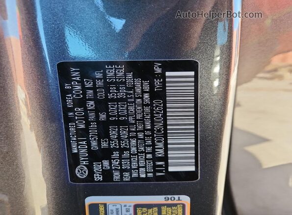 KMUMCDTC3NU042620 2022 GENESIS GV70 Gray Widok naklejki z numerem VIN