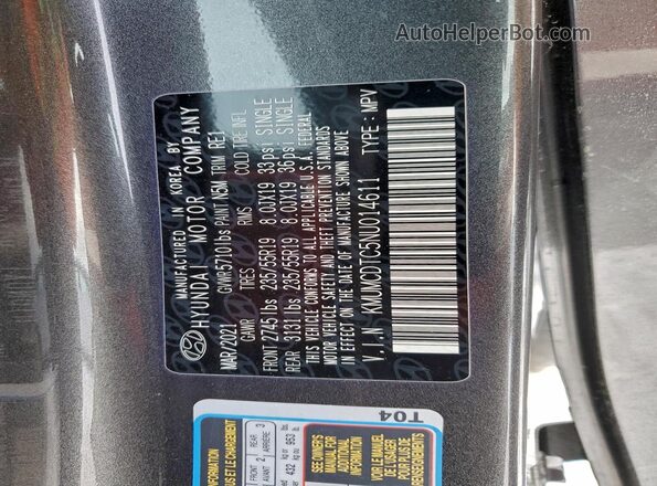 KMUMCDTC5NU014611 2022 GENESIS GV70 Gray Vista de la etiqueta del VIN