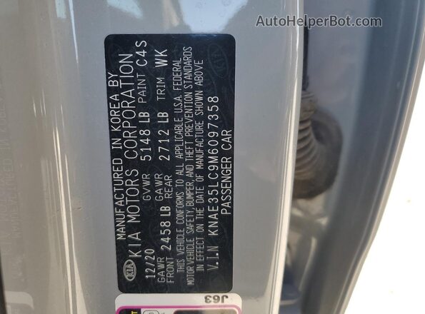 KNAE35LC9M6097358 2021 KIA STINGER Gray Vista del compartimento del motor