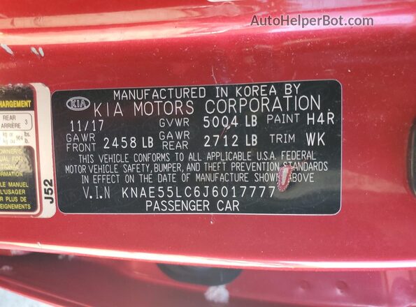KNAE55LC6J6017777 2018 KIA STINGER Red 