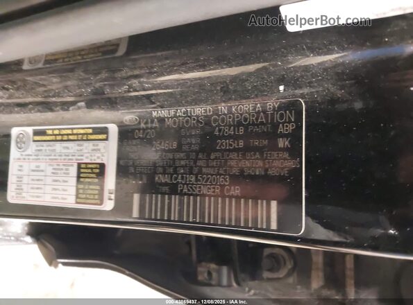 KNALC4J19L5220163 2020 KIA CADENZA Black Вид підкапотного простору