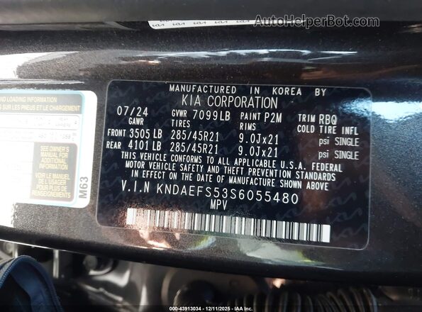 KNDAEFS53S6055480 2025 KIA EV9 Серый Вид подкапотного пространства