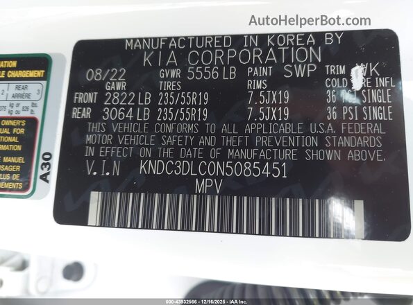 KNDC3DLC0N5085451 2022 KIA EV6 Белый Вид подкапотного пространства