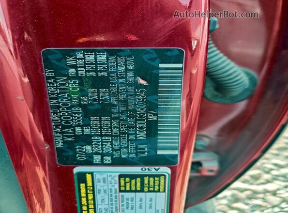 KNDC3DLC2N5079845 2022 KIA EV6 Красный Панорамный вид салона 360°