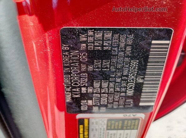 KNDC5DLE5R5205990 2024 KIA EV6 Red Widok naklejki z numerem VIN