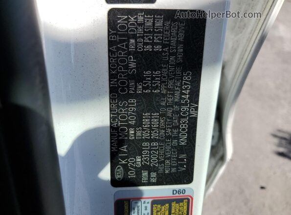 KNDCB3LC9L5443785 2020 KIA NIRO White Vista del compartimento del motor
