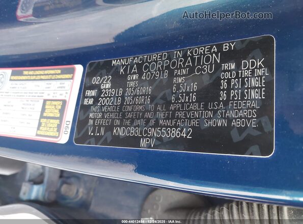 KNDCB3LC9N5538642 2022 KIA NIRO Синий Вид подкапотного пространства