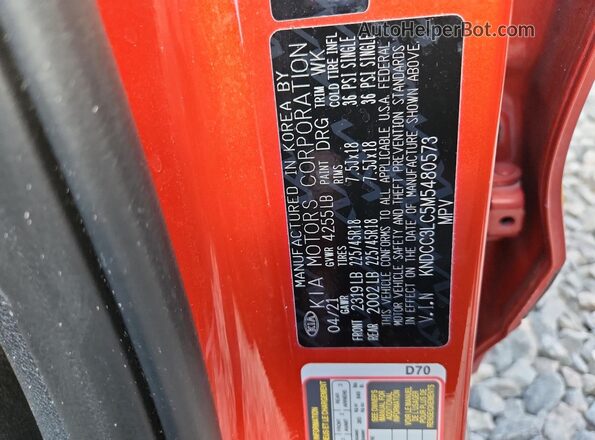 KNDCC3LC5M5480573 2021 KIA NIRO Orange Панорамний вид салону 360°