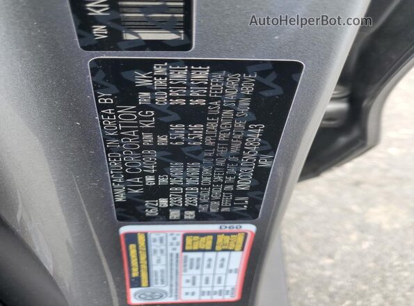 KNDCD3LD5N5489443 2022 KIA NIRO Silver VIN sticker view