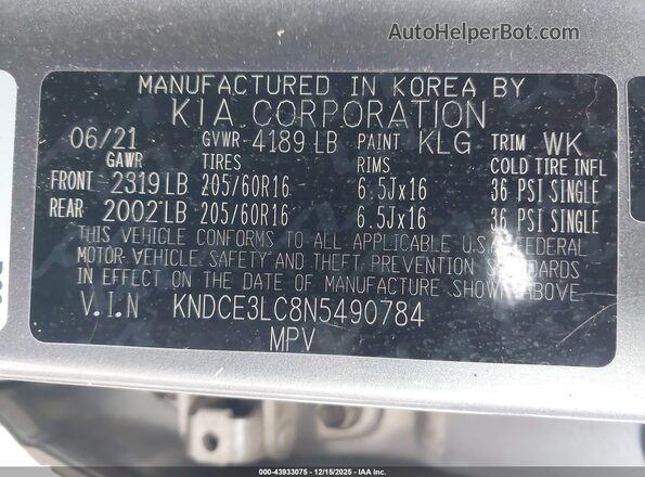 KNDCE3LC8N5490784 2022 KIA NIRO Silver Widok komory silnika
