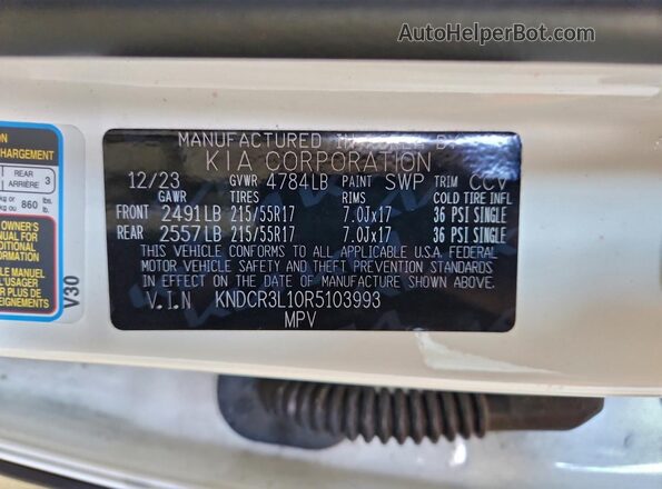 KNDCR3L10R5103993 2024 KIA NIRO White 