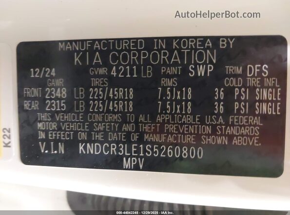 KNDCR3LE1S5260800 2025 KIA NIRO White Vista del compartimento del motor