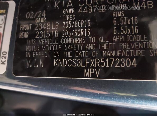 KNDCS3LFXR5172304 2024 KIA NIRO PLUG-IN HYBRID Синий Вид подкапотного пространства