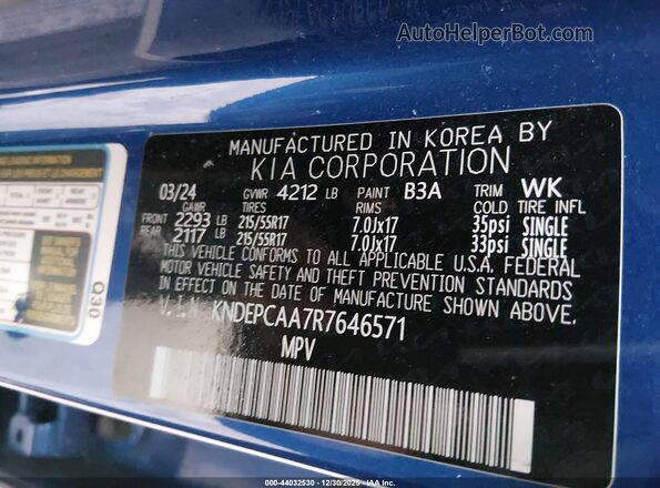 KNDEPCAA7R7646571 2024 KIA SELTOS Blue ძრავის განყოფილების ხედი