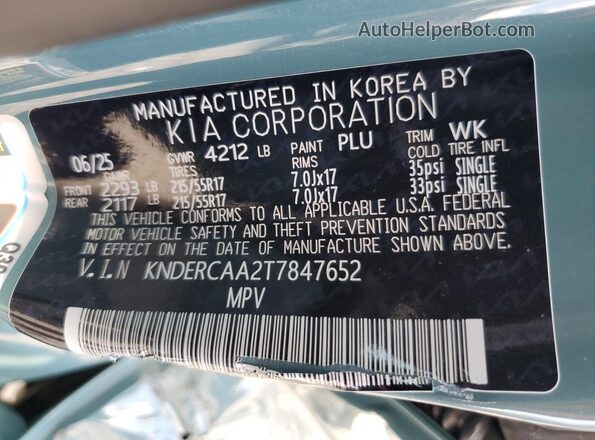 KNDERCAA2T7847652 2026 KIA SELTOS Бирюзовый Панорамный вид салона 360°