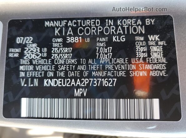KNDEU2AA2P7371627 2023 KIA SELTOS Gray Widok wnętrza 360 stopni