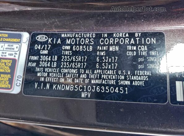 KNDMB5C10J6350451 2018 KIA SEDONA Green 