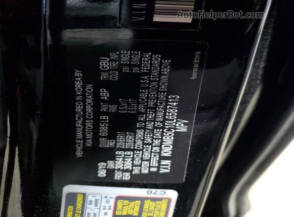 KNDMB5C10L6587413 2020 KIA SEDONA Black 