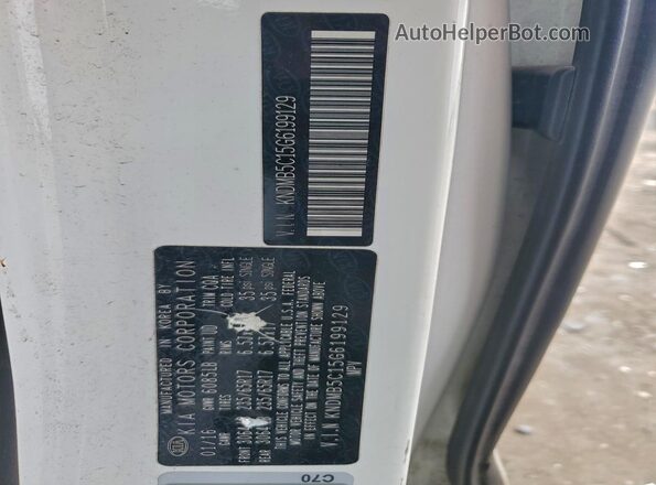 KNDMB5C15G6199129 2016 KIA SEDONA White VIN կոդի պիտակի տեսք