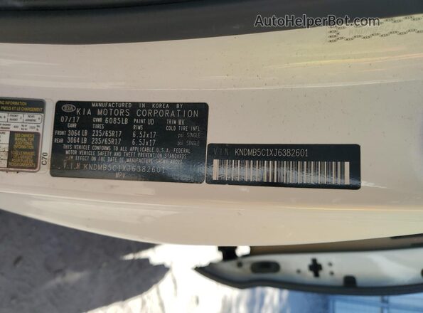 KNDMB5C1XJ6382601 2018 KIA SEDONA White 