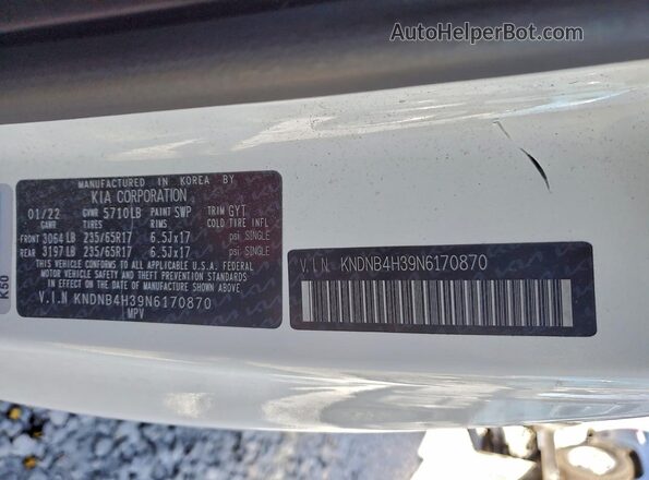 KNDNB4H39N6170870 2022 KIA CARNIVAL White 360 interior view